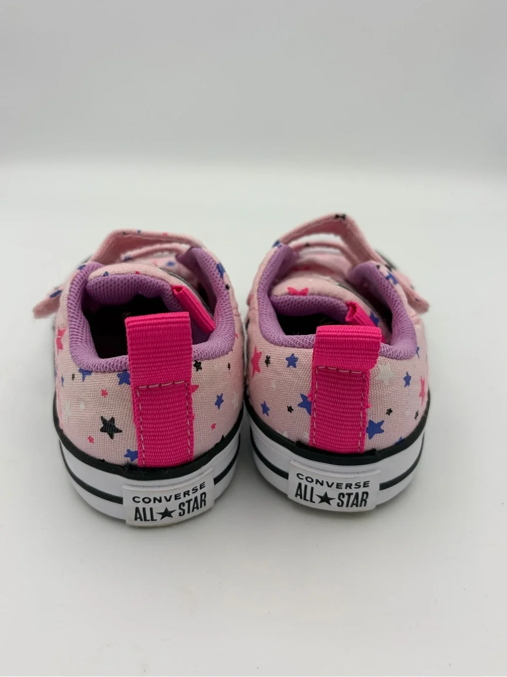 Converse Kids Pink Canvas Sneakers with Multicolor Star Print